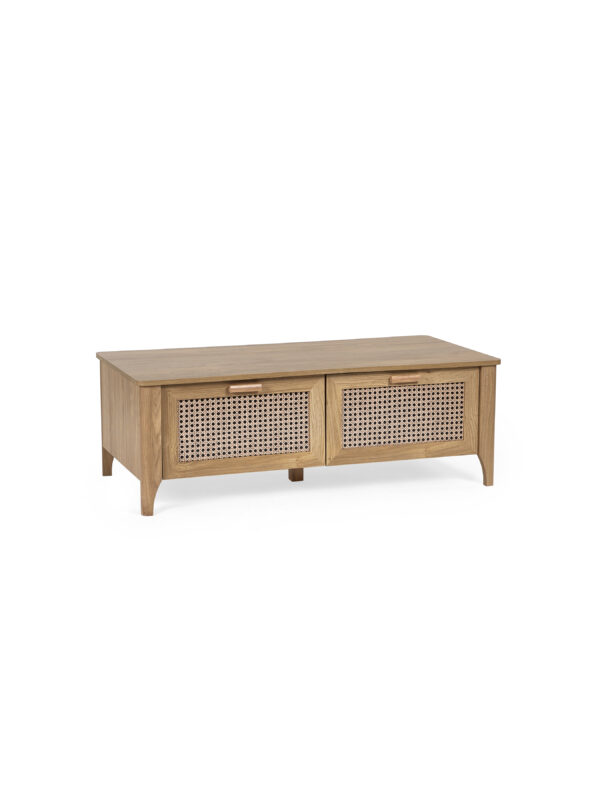 Sydney Rattan Print 2 Drawer Coffee Table - Oak Effect - Image 4