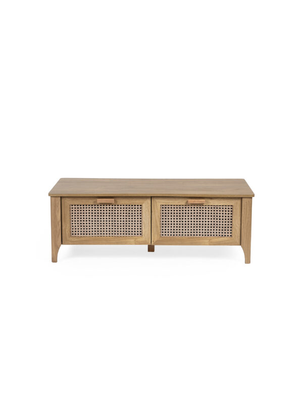 Sydney Rattan Print 2 Drawer Coffee Table - Oak Effect - Image 5