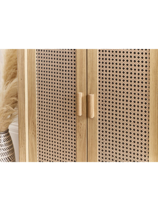 Sydney Rattan Print Shoe Cabinet - Oak Effect - Image 10