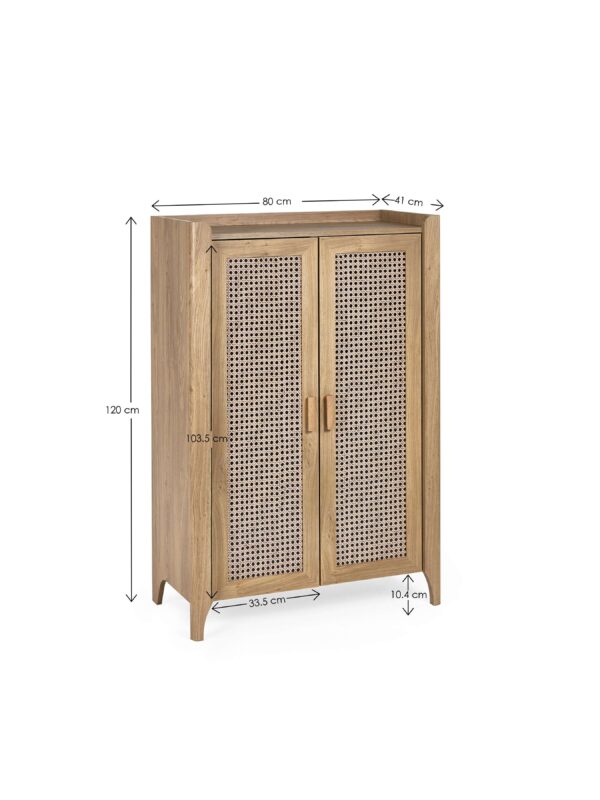 Sydney Rattan Print Shoe Cabinet - Oak Effect - Image 12
