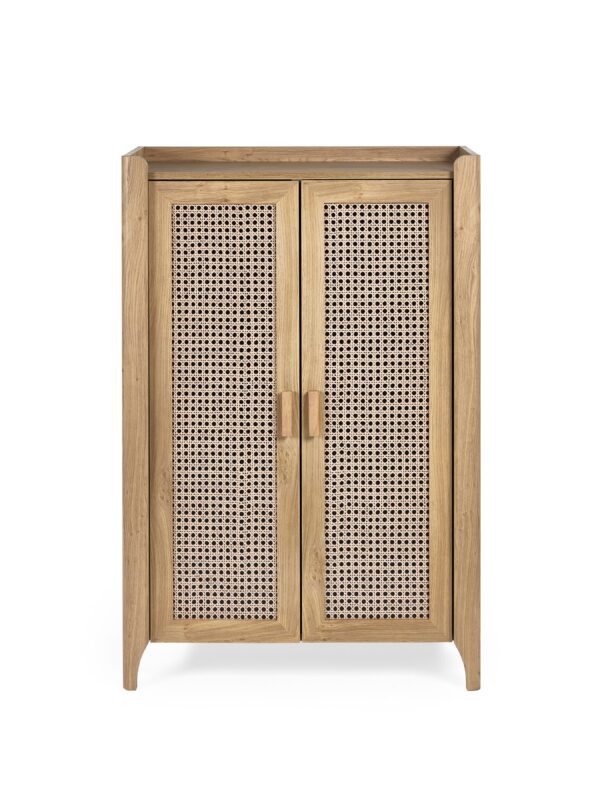 Sydney Rattan Print Shoe Cabinet - Oak Effect - Image 5