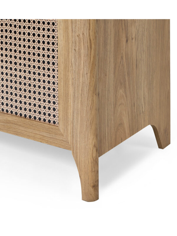 Sydney Rattan Print Shoe Cabinet - Oak Effect - Image 6