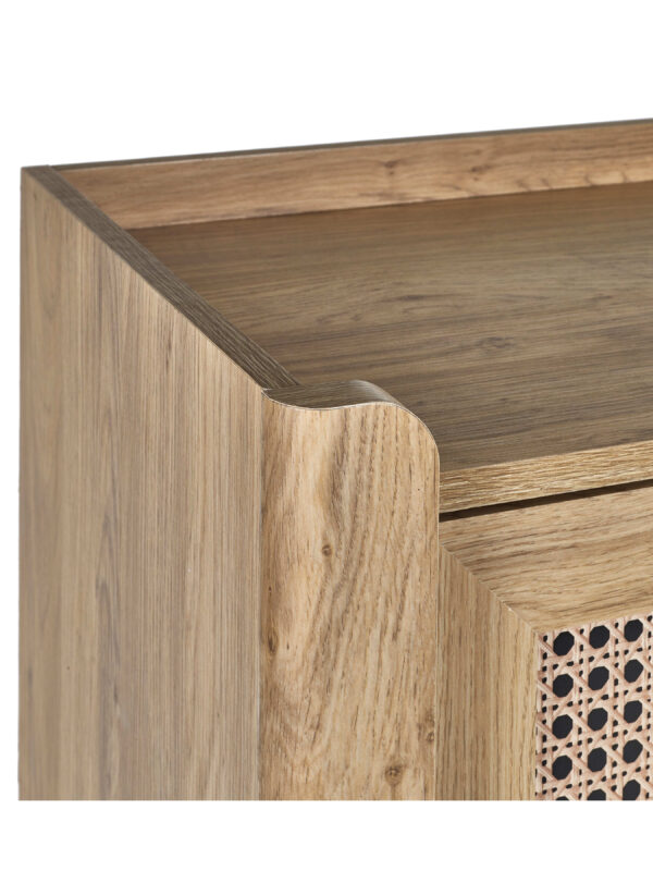 Sydney Rattan Print Shoe Cabinet - Oak Effect - Image 8
