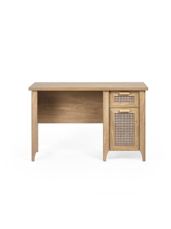 Sydney Rattan Print 1 Drawer Desk - Oak Effect - Image 4