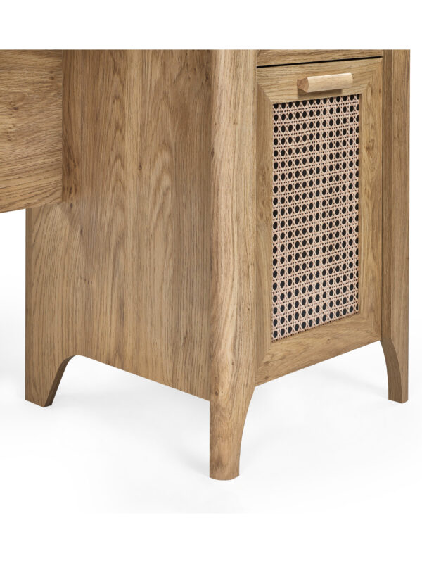 Sydney Rattan Print 1 Drawer Desk - Oak Effect - Image 5