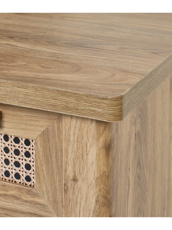 Sydney Rattan Print 1 Drawer Desk - Oak Effect - Image 7