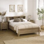 Sydney Rattan Print Bookcase Bed Frame