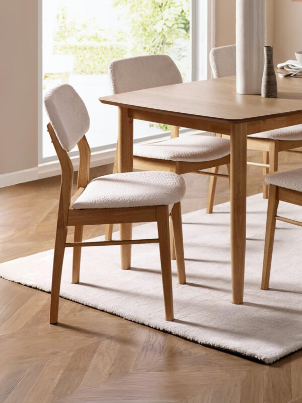 Theia Set of 2 White Boucle Upholstered Dining Chairs