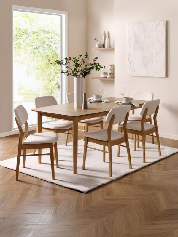 Theia Set of 2 White Boucle Upholstered Dining Chairs - Image 11