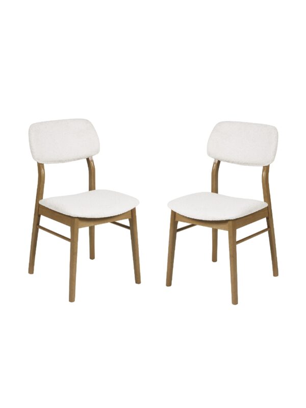 Theia Set of 2 White Boucle Upholstered Dining Chairs - Image 2