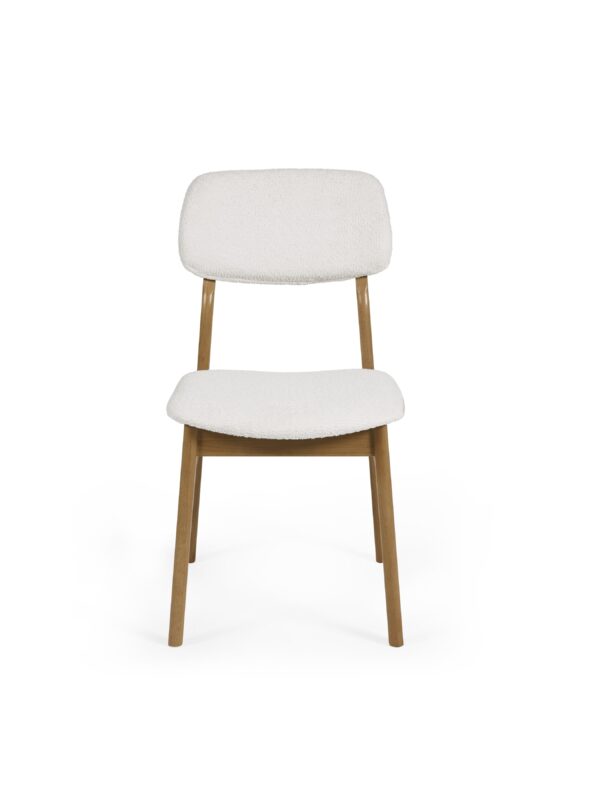 Theia Set of 2 White Boucle Upholstered Dining Chairs - Image 4