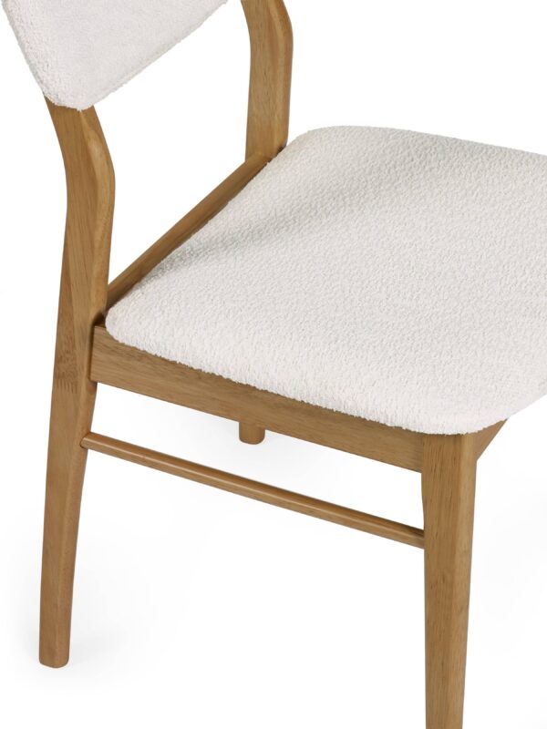 Theia Set of 2 White Boucle Upholstered Dining Chairs - Image 5