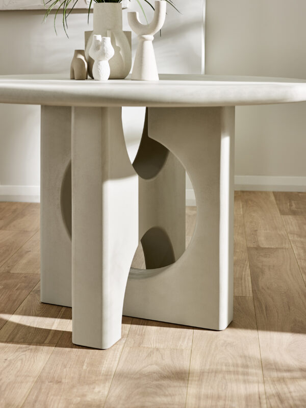 Thyra Round 4 Seater Dining Table - Grey Stone Effect - Image 5