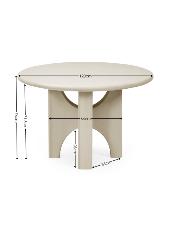 Thyra Round 4 Seater Dining Table - Grey Stone Effect - Image 7
