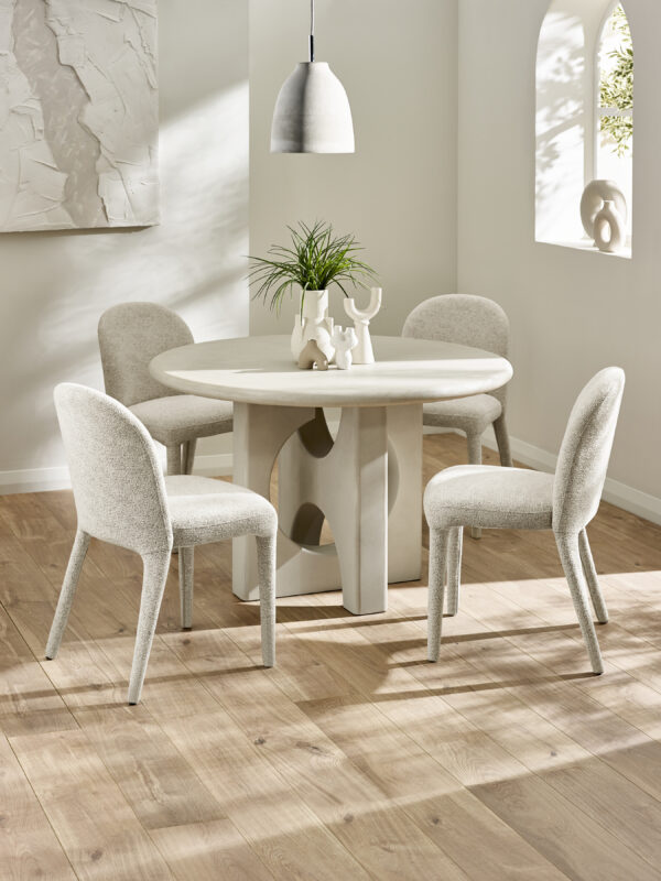 Thyra Round 4 Seater Dining Table - Grey Stone Effect - Image 8
