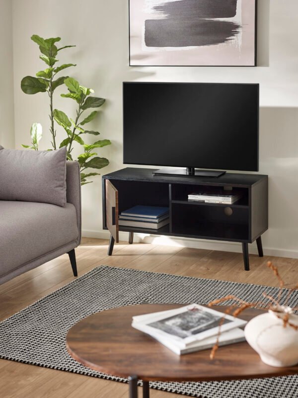 Trent Walnut and Black Small TV Stand Up to 43" - Image 2