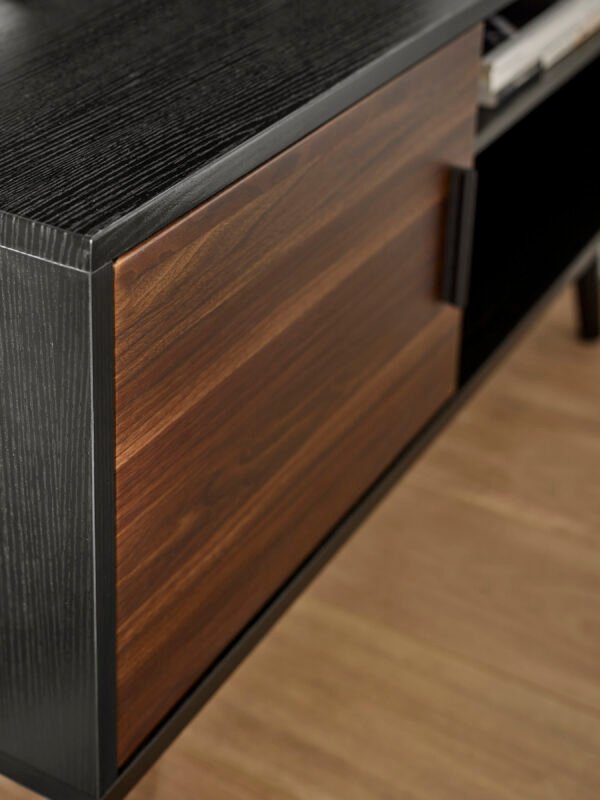 Trent Walnut and Black Small TV Stand Up to 43" - Image 7