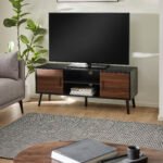 Trent Walnut and Black Large TV Stand Up to 55″