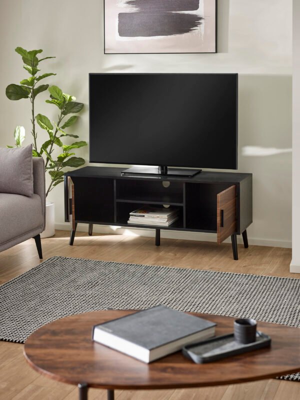 Trent Walnut and Black Large TV Stand Up to 55" - Image 2