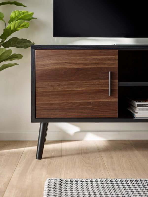 Trent Walnut and Black Large TV Stand Up to 55" - Image 5
