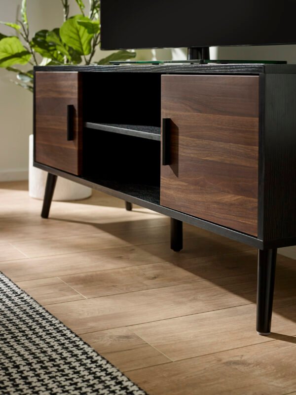 Trent Walnut and Black Large TV Stand Up to 55" - Image 7