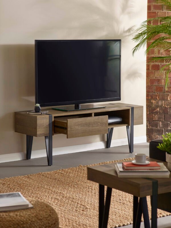 Troy TV Unit up to 65 Inch - Rustic Wood Effect - Image 2
