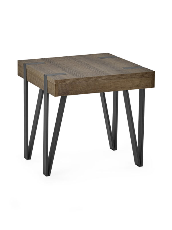 Troy Square Side Table - Rustic Wood Effect - Image 2