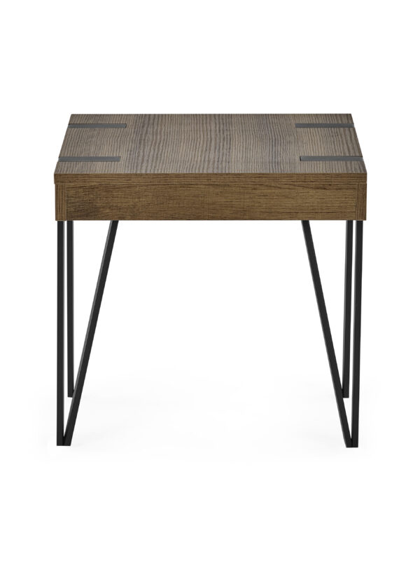 Troy Square Side Table - Rustic Wood Effect - Image 3
