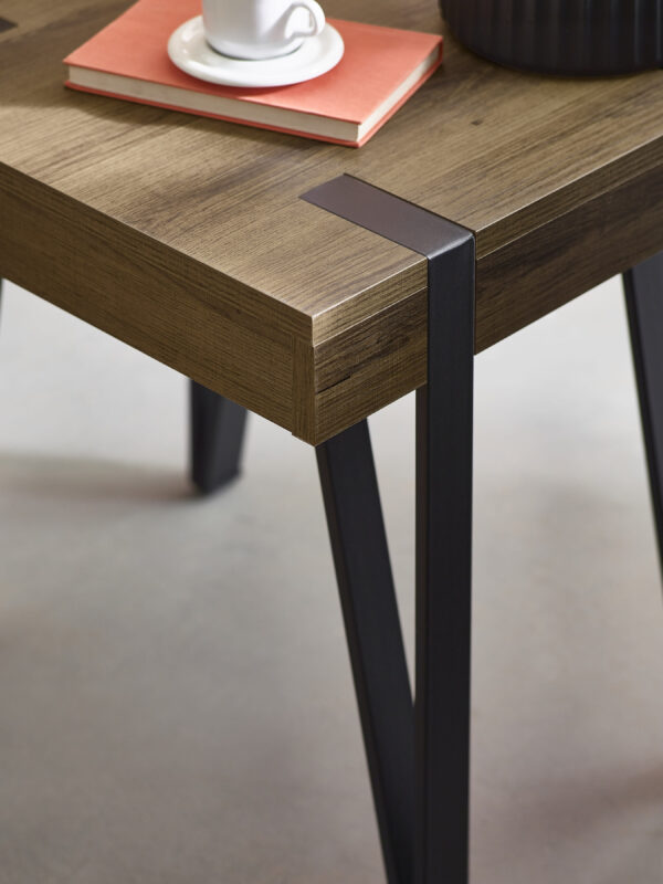 Troy Square Side Table - Rustic Wood Effect - Image 4