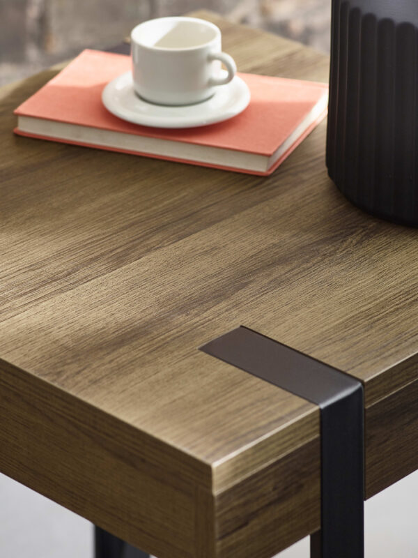 Troy Square Side Table - Rustic Wood Effect - Image 5