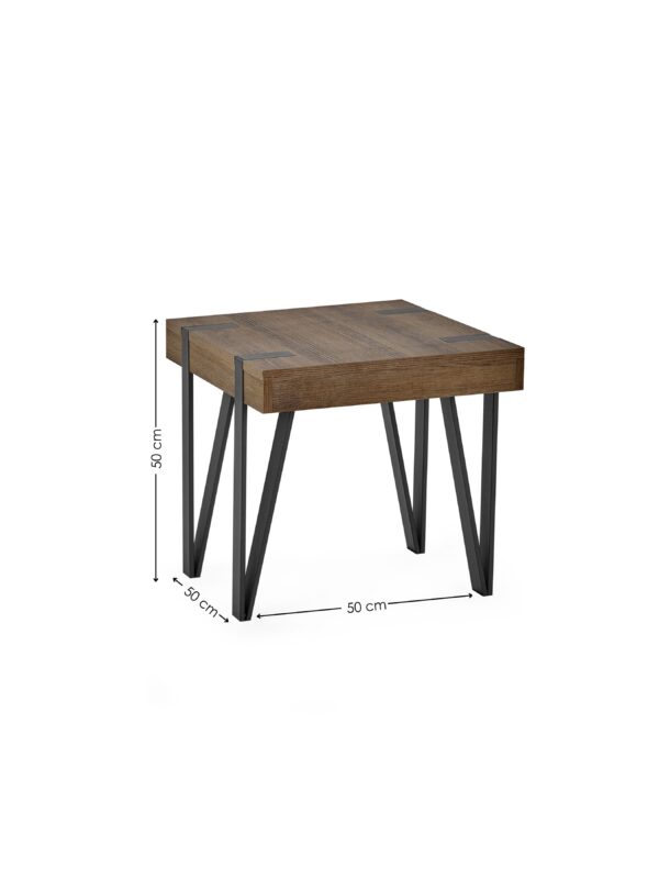 Troy Square Side Table - Rustic Wood Effect - Image 8