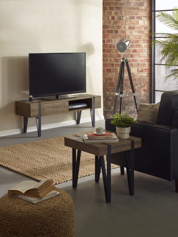 Troy Square Side Table - Rustic Wood Effect - Image 9