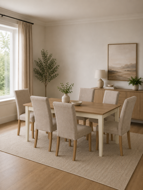 Valencia Upholstered Dining Chair (Set of 2) - Cream Chenille - Image 11