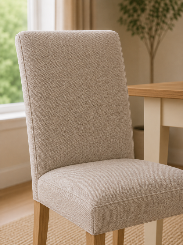 Valencia Upholstered Dining Chair (Set of 2) - Cream Chenille - Image 7