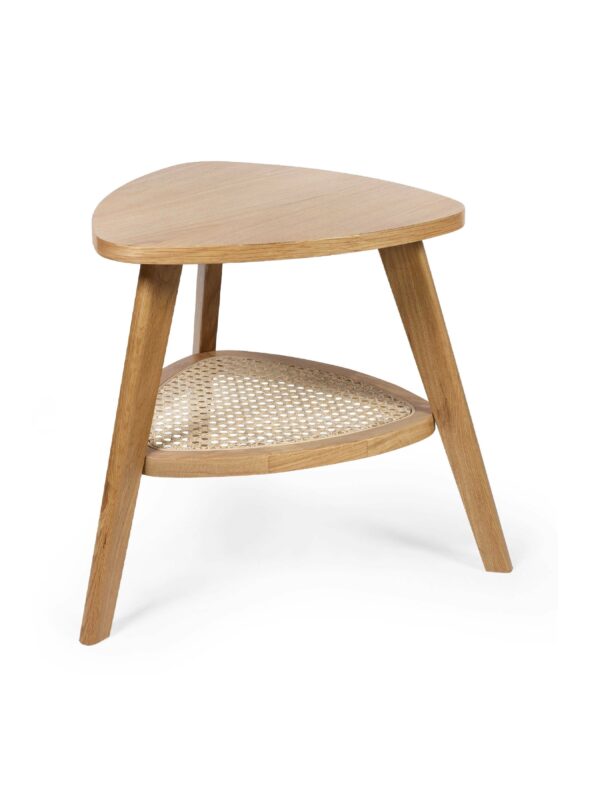 Vera Oak Triangular Side Table with Shelf - Image 2