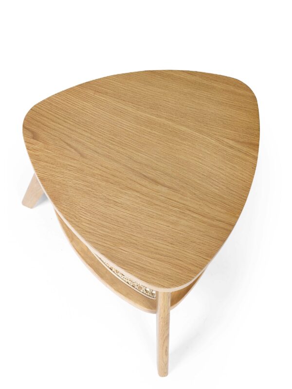 Vera Oak Triangular Side Table with Shelf - Image 3