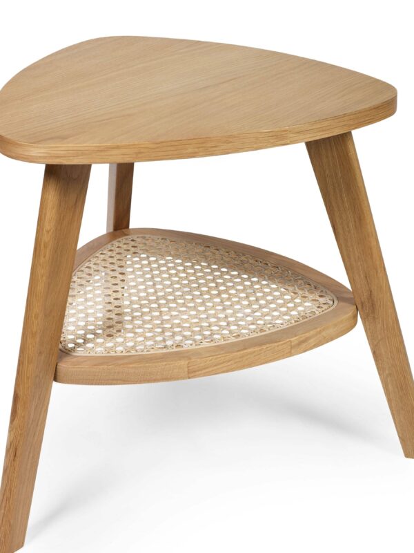 Vera Oak Triangular Side Table with Shelf - Image 4