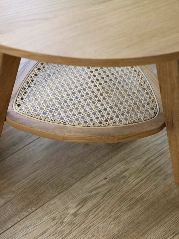 Vera Oak Triangular Side Table with Shelf - Image 7