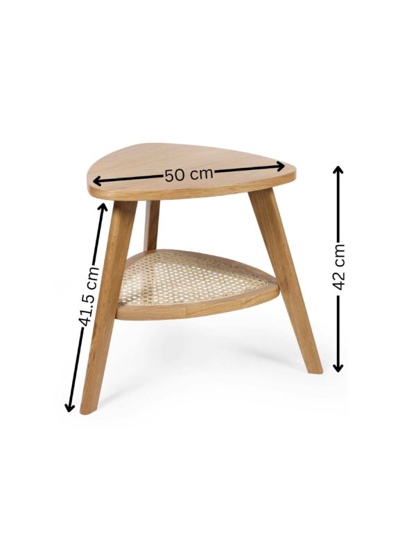 Vera Oak Triangular Side Table with Shelf - Image 9