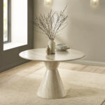 Verona 120cm Round Pedestal 4 Seater Dining Table - Cream Marble Effect