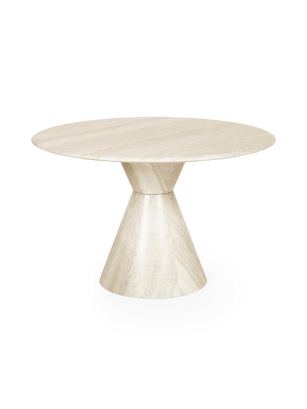 Verona 120cm Round Pedestal 4 Seater Dining Table - Cream Marble Effect - Image 2