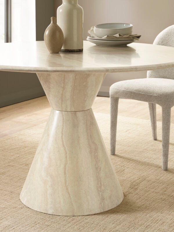 Verona 120cm Round Pedestal 4 Seater Dining Table - Cream Marble Effect - Image 3
