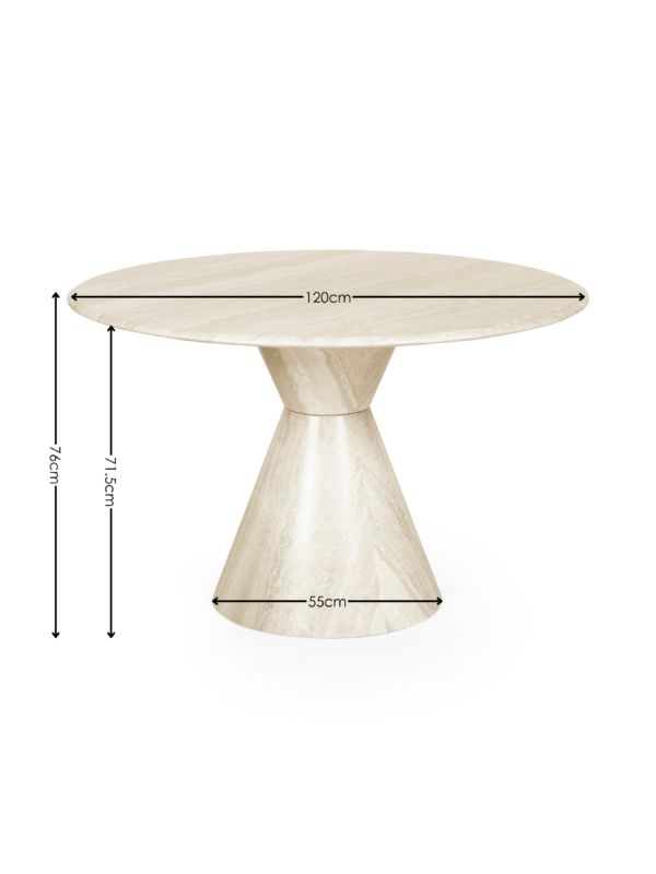 Verona 120cm Round Pedestal 4 Seater Dining Table - Cream Marble Effect - Image 6