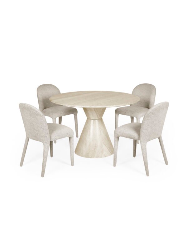 Verona 120cm Round Pedestal 4 Seater Dining Table - Cream Marble Effect - Image 8
