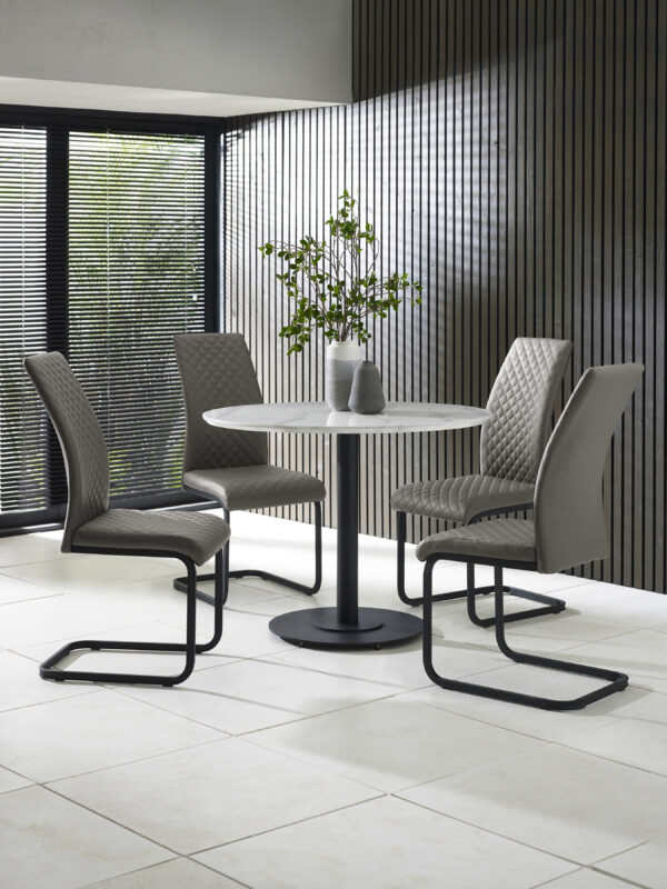 Set of 4 Xavier Grey Upholstered Cantilever Dining Chairs - Image 11
