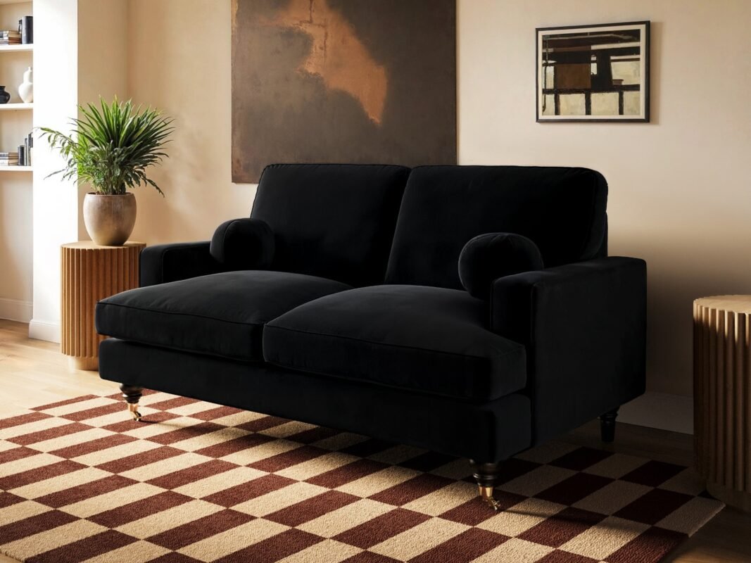 Addison 2 Seater Velvet Sofa with Caster Legs