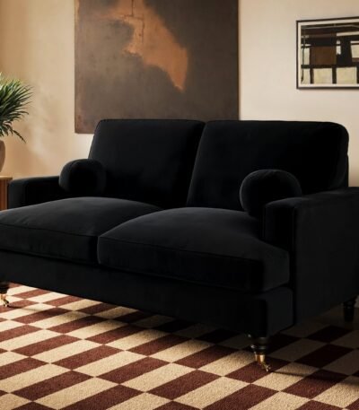 Addison 2 Seater Velvet Sofa with Caster Legs