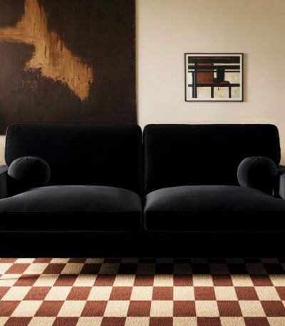 Addison 3 Seater Velvet Sofa with Caster Legs