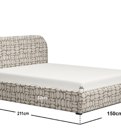 Alba Jacquard Pattern Ottoman Bed Beige Chenille