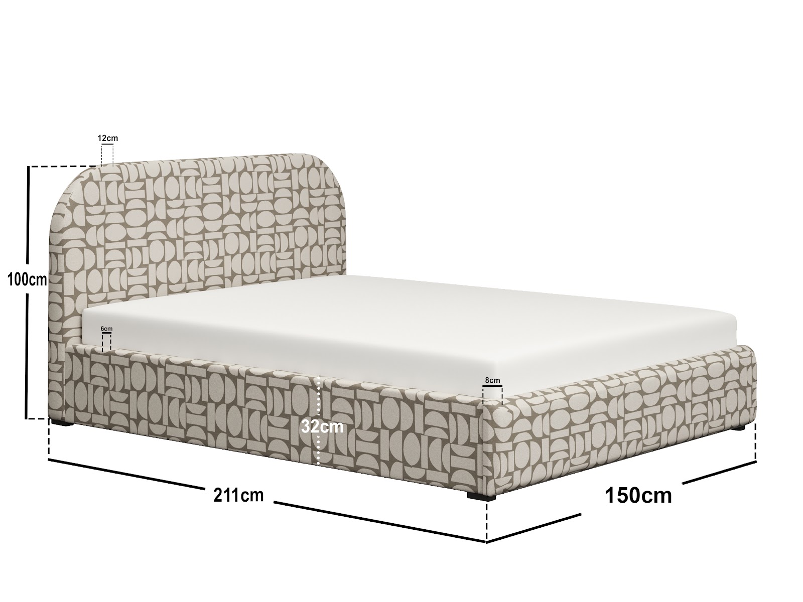 Alba Jacquard Pattern Ottoman Bed Beige Chenille Alba Jacquard Pattern Ottoman Bed Beige Chenille